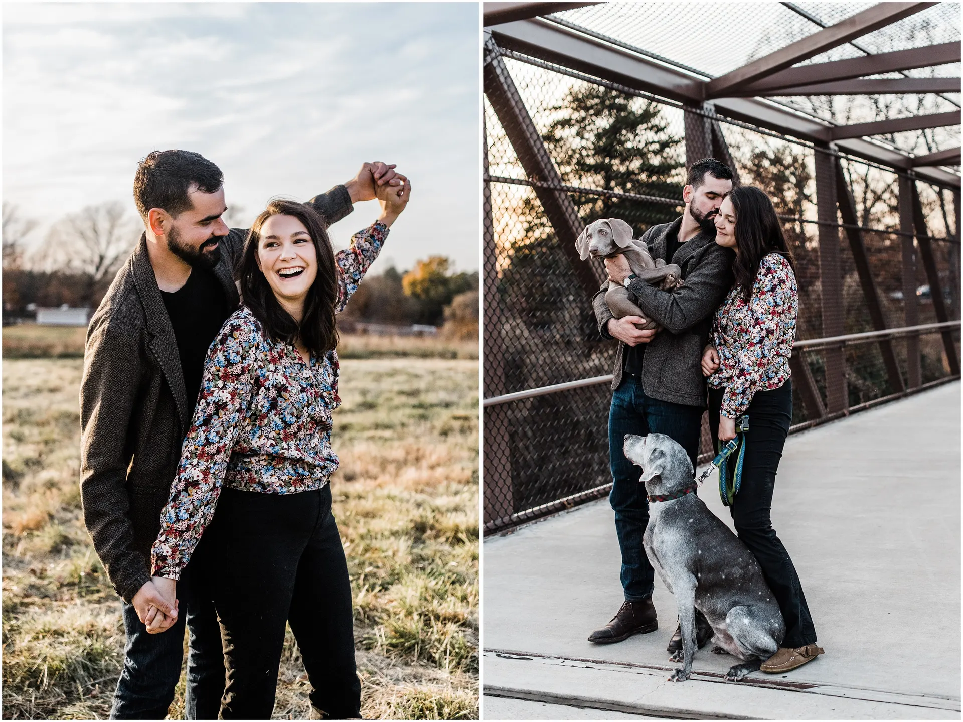 couple with 2 dogs