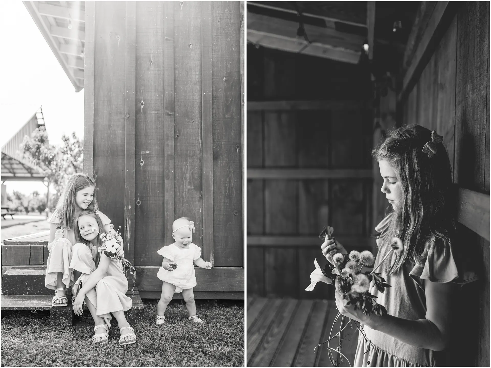 Playful family photos at Chiles Peach Orchard