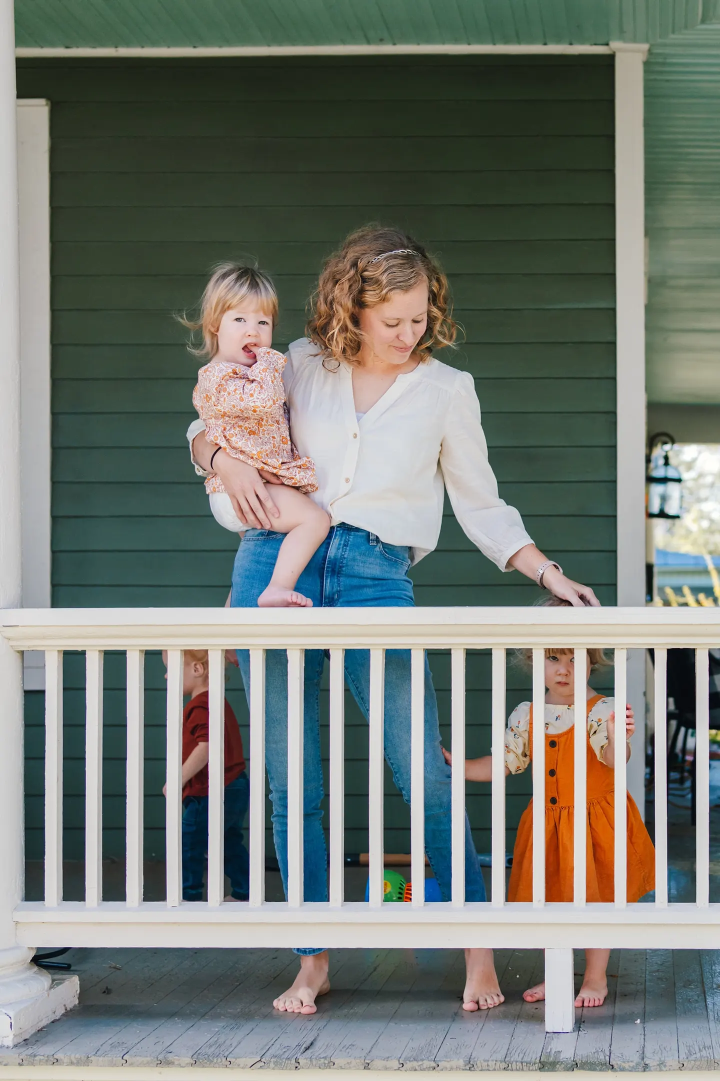 home family photo session with triplets