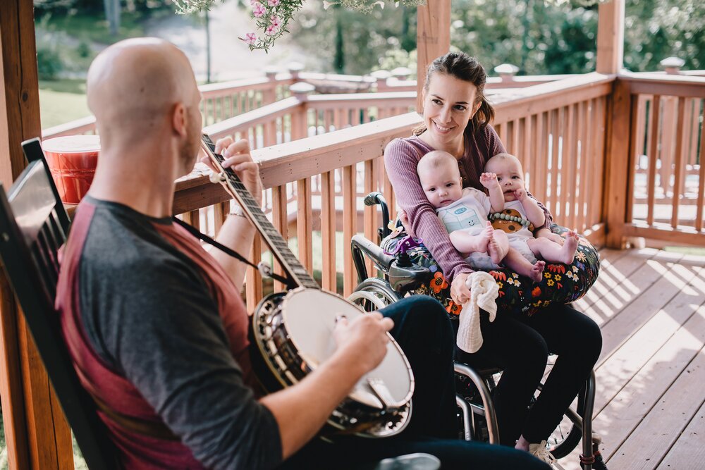 mom in wheelchair with twins