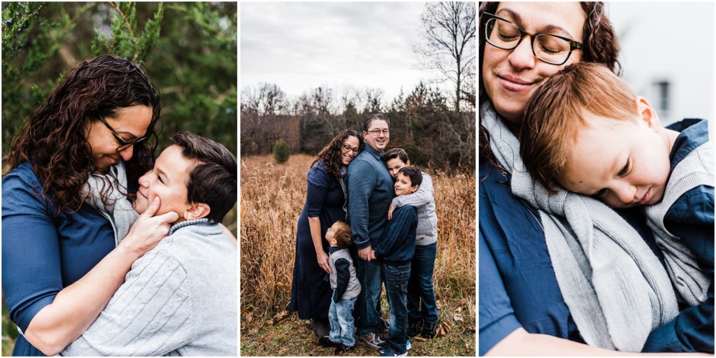 mother-with-three-boys-winter-family-photos