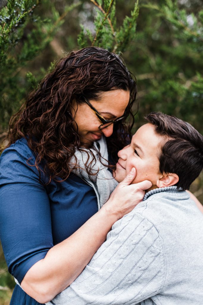 mother and son, fall family photos