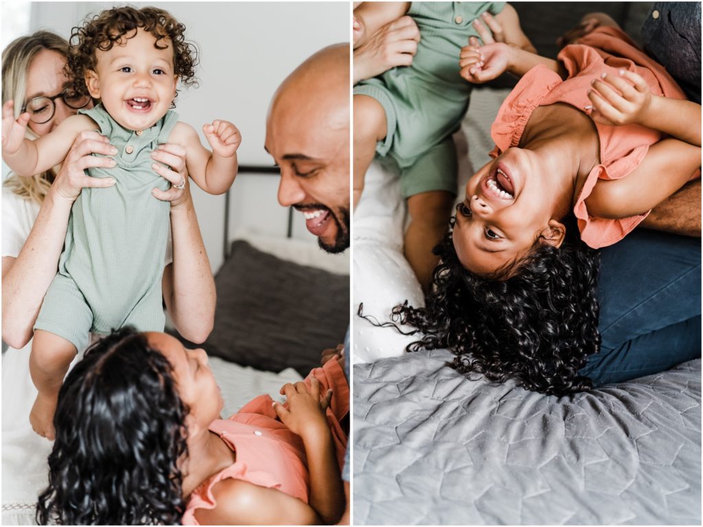 playful family photos at home