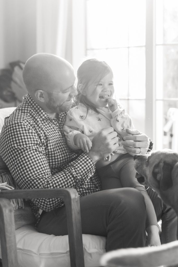 father and daughter together at home 