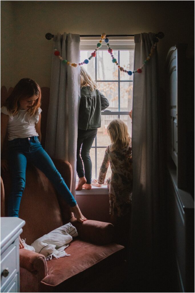 family photos in a dark home, charlottesville family session