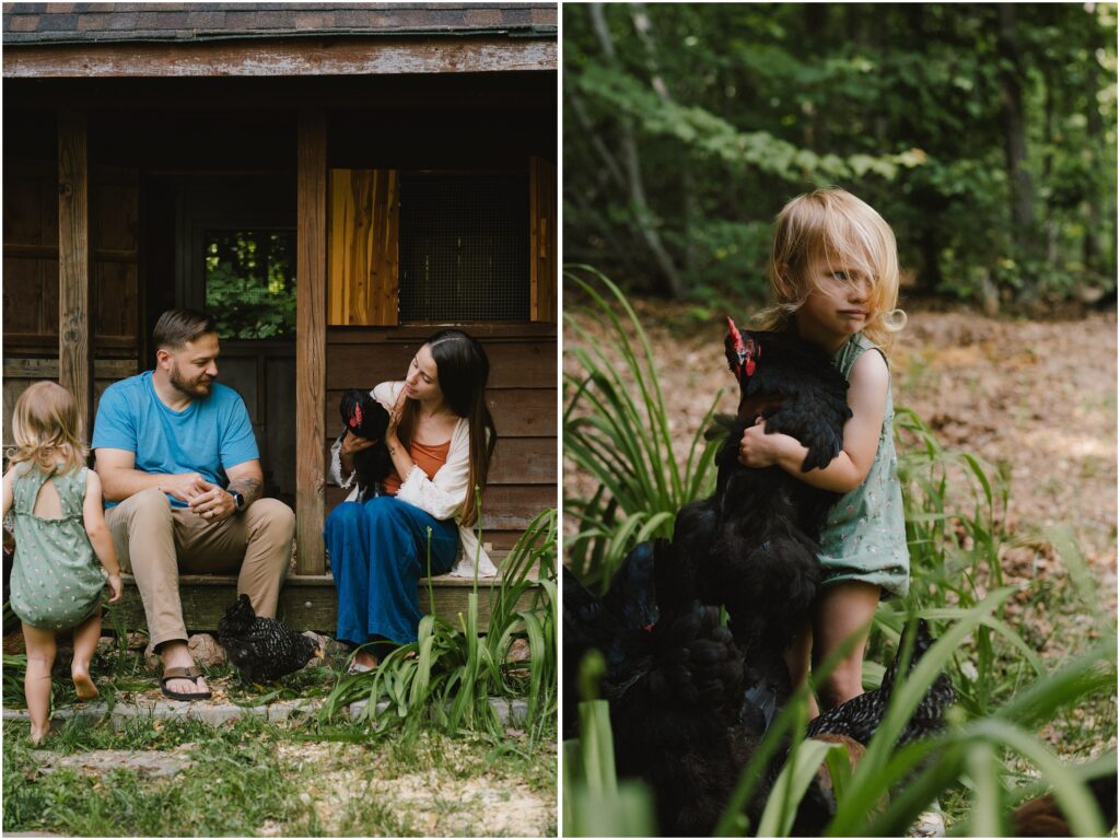 photo session ideas with a chicken coop