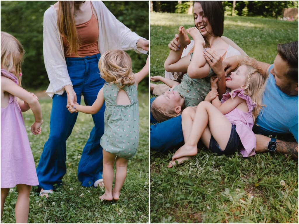 playful, natural family photos at home, charlottesville va