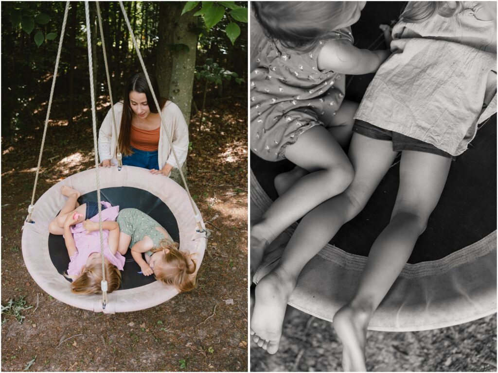 backyard family photos on a swing in charlottesville, va