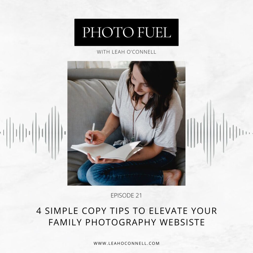 copy tips for family photography websites