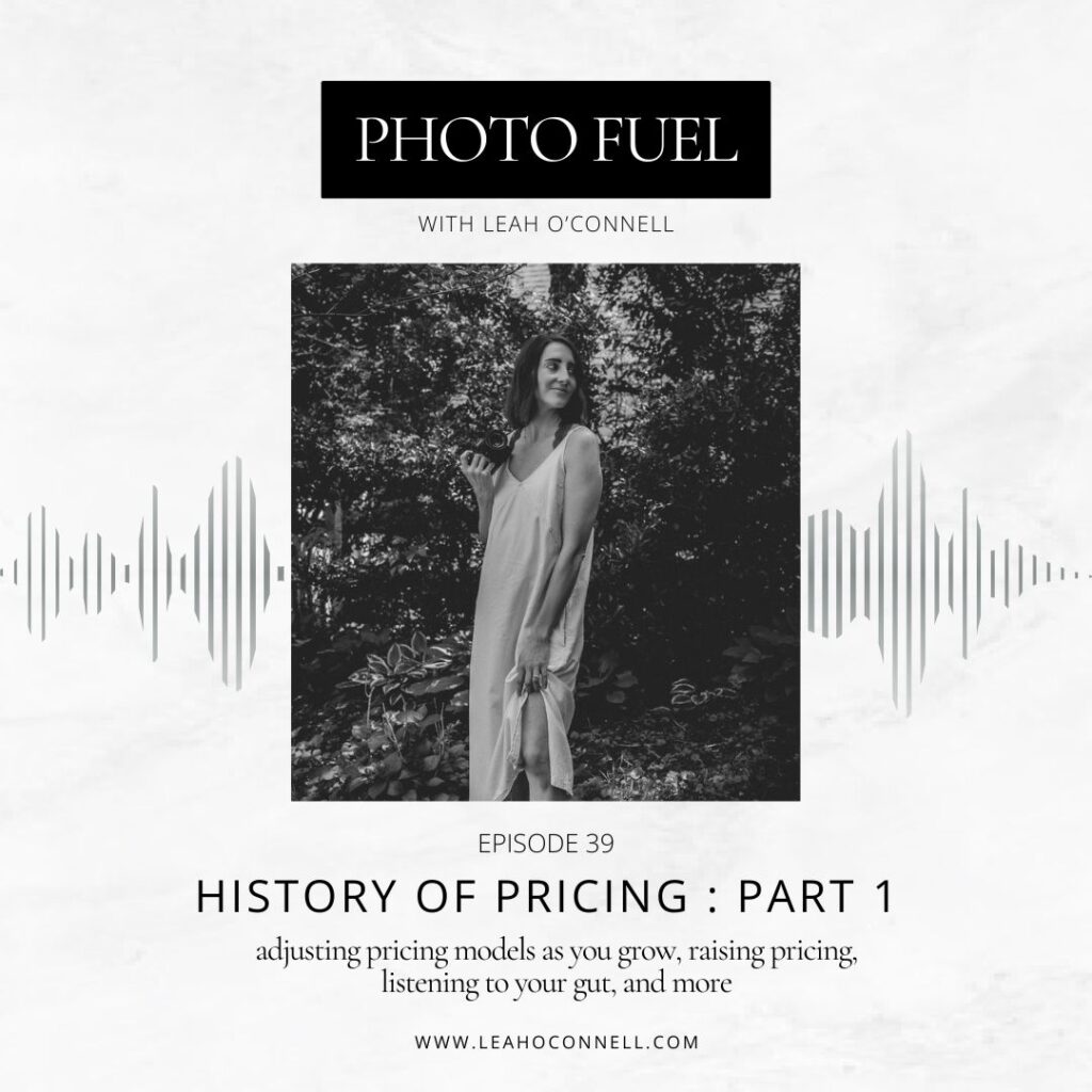 a podcast episode about pricing as a family photographer