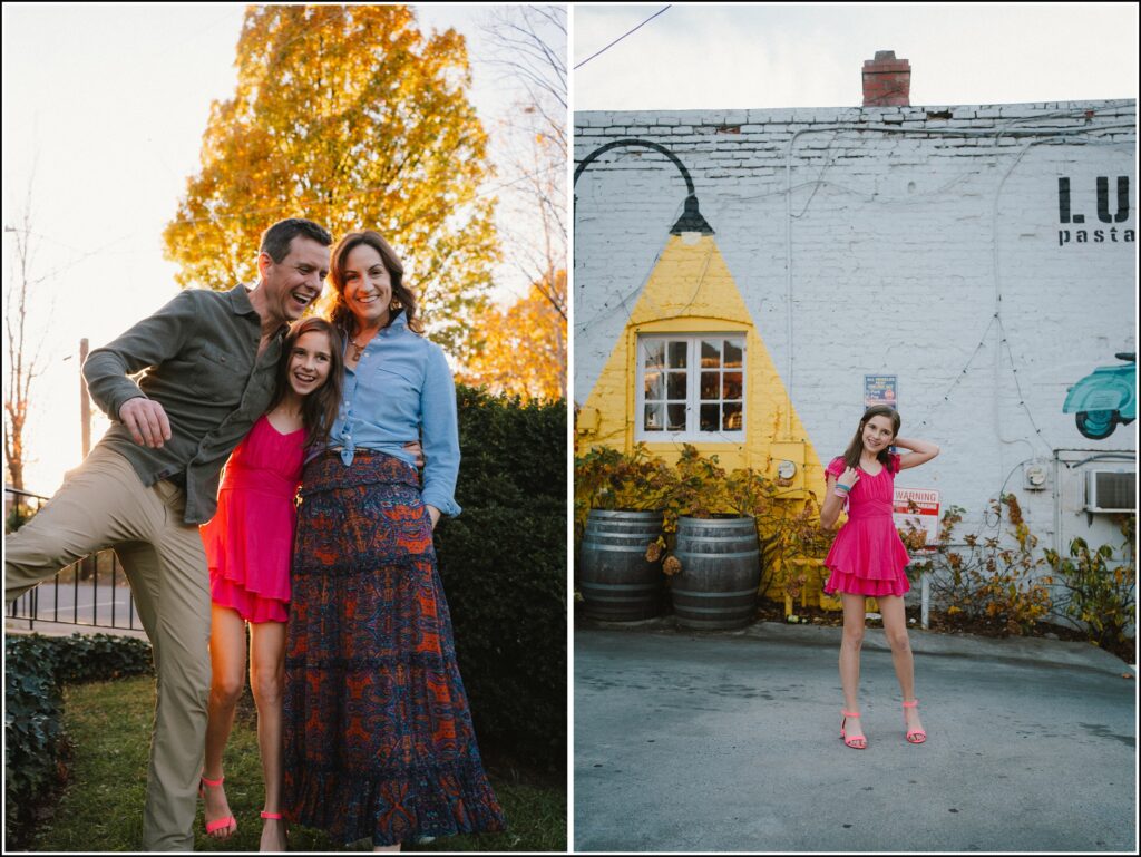 Charlottesville family photos in downtown urban location