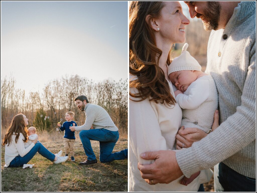 outdoor newborn photos in late fall in Charlottesville