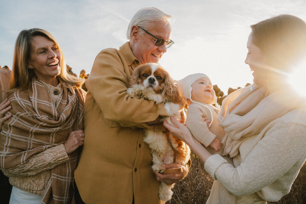 extended family photos at early mountain vineyards with dogs