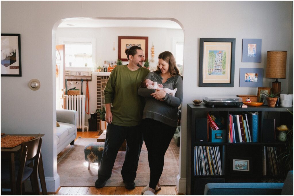 casual, winter newborn photos at home in Richmond, VA
